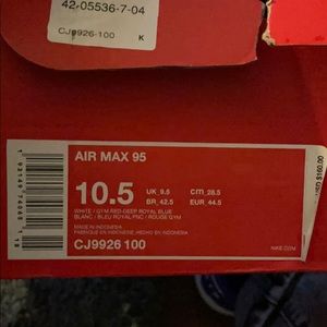 Air max 95 white gym red deep royal blue